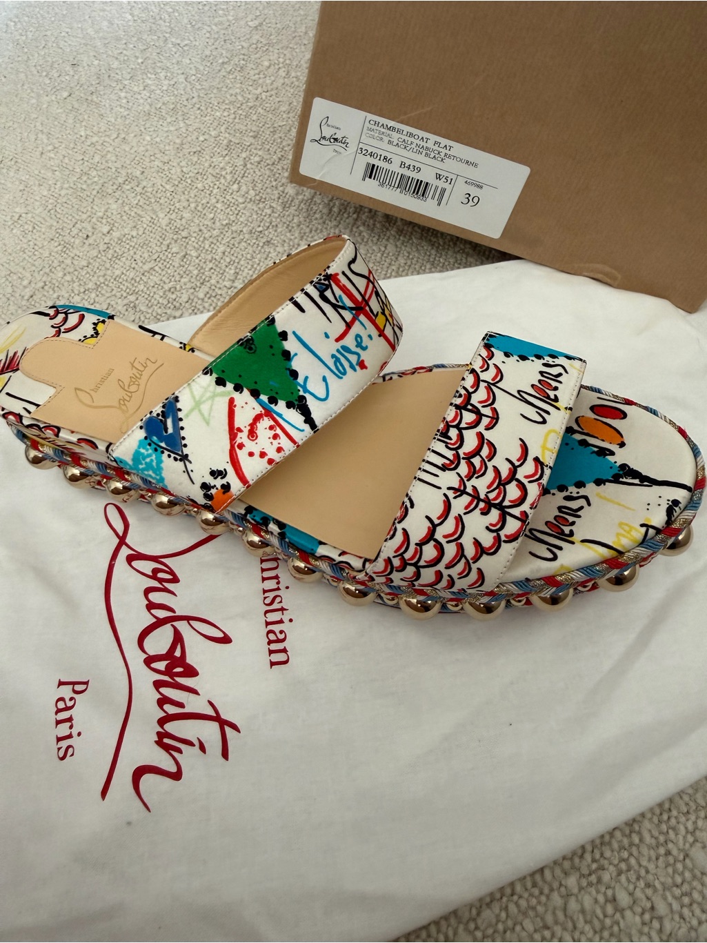 Louboutin Multicolored Studded Wedge